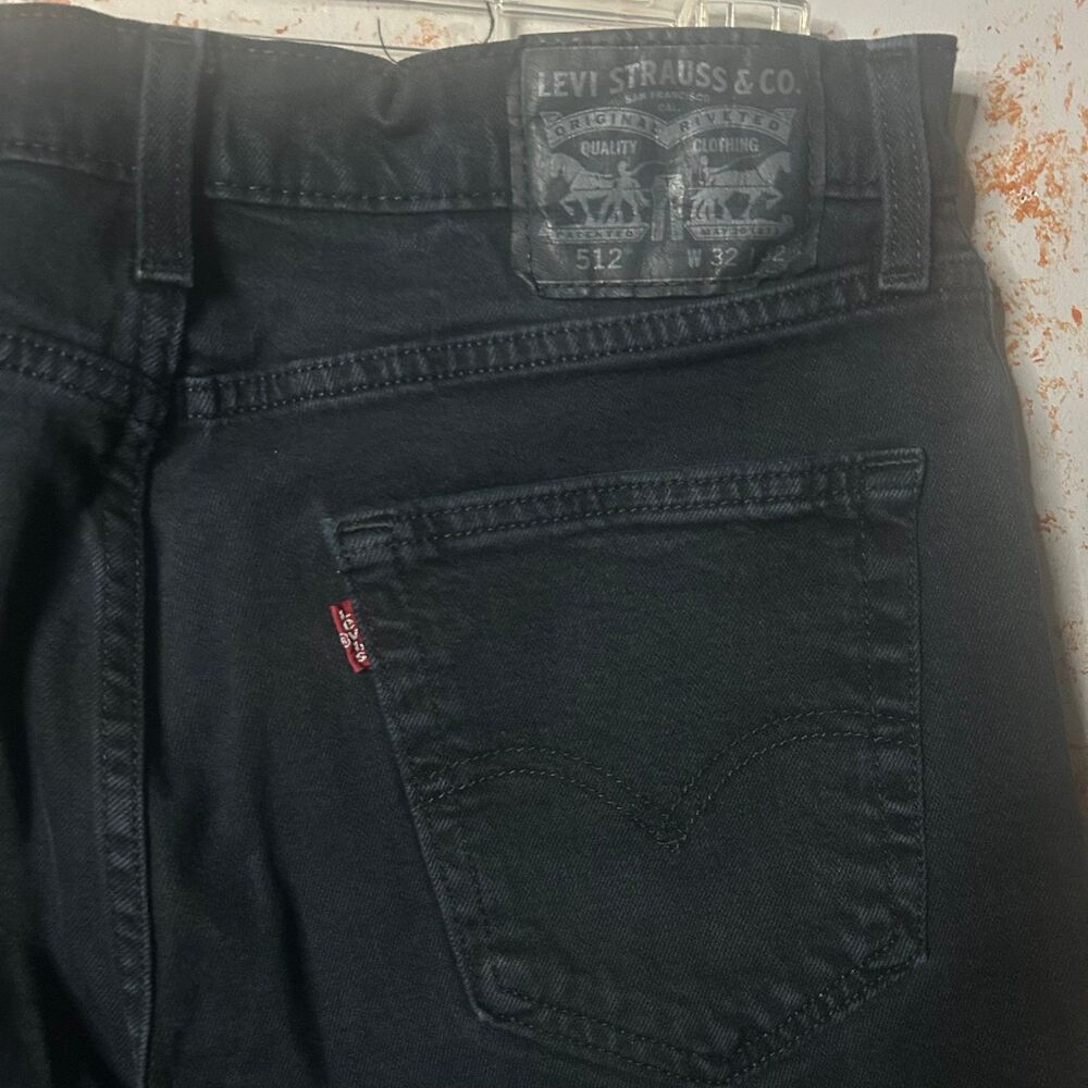 Levis 512 Slim Taper Black Jeans Mens 32x27 Stretch Denim